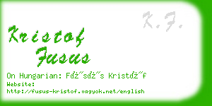 kristof fusus business card